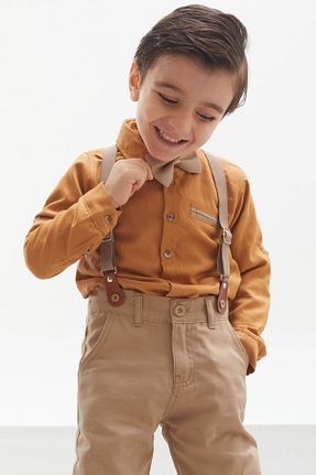 ست بالاتنه و پائین تنه زرد بچه گانه بافتنی Cansın Mini - کد 816106608
