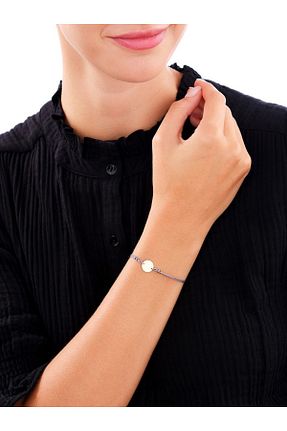 دستبند طلا طلائی زنانه 14 عیار MİNİMAL - کد 866920246