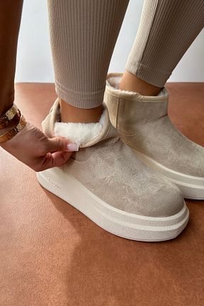 بوت / نیم بوت بژ زنانه چرم مصنوعی Mupa Shoes - کد 866693608