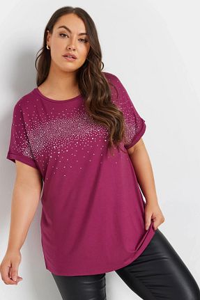 بلوز سایز بزرگ زرشکی زنانه سایز بزرگ Stil Diva - کد 866695445