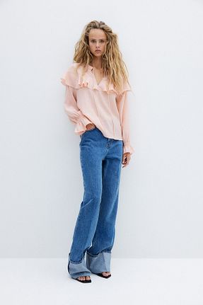 بلوز صورتی زنانه ساده H&M - کد 866742614