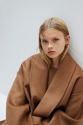 پالتو پشمی بژ زنانه رگولار H&M - کد 866741893