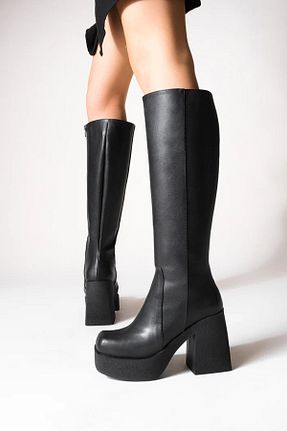 چکمه مشکی زنانه چرم مصنوعی elvinshoes - کد 856010330