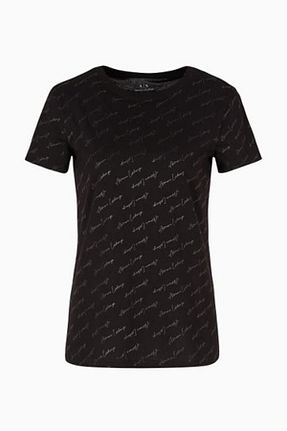 تیشرت مشکی زنانه یقه دوچرخه Armani Exchange - کد 866802153