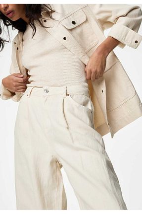 شلوار جین بژ زنانه فاق بلند Marks & Spencer - کد 835494836