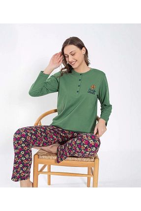 ست لباس راحتی سبز زنانه چاپی SENFONİ - کد 866921247