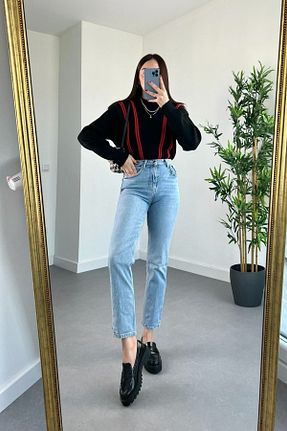 شلوار جین آبی زنانه پاچه لوله تفنگی ByCukurovaFrango - کد 902484058