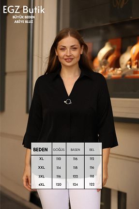 بلوز سایز بزرگ مشکی زنانه سایز بزرگ EGZEBRU - کد 866951851