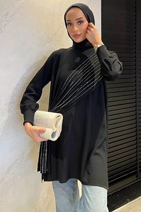 تونیک حجاب مشکی زنانه بافتنی Julude - کد 866970309
