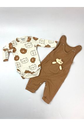 بادی و سرهمی نوزادی قهوه ای بچه گانه پنبه ای Nafitto baby&junior - کد 867142420