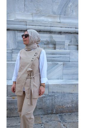 ست بالاتنه و پائین تنه بژ زنانه بافتنی Aressy - کد 852184588