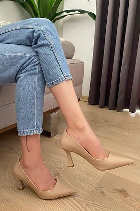 کفش پاشنه بلند کلاسیک بژ زنانه چرم مصنوعی Preshley - کد 867025375