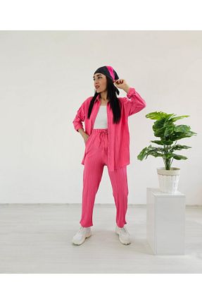 ست بالاتنه و پائین تنه صورتی زنانه بافتنی Altı Üstü Butik - کد 867018007