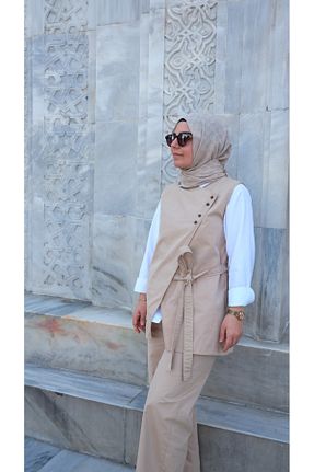 ست بالاتنه و پائین تنه بژ زنانه بافتنی Aressy - کد 852184588