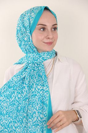 شال آبی زنانه پنبه پلی استر SİLKHOMEE - کد 867724120