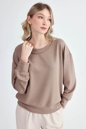 بلوز قهوه ای زنانه ساده Vitrin - کد 867075437