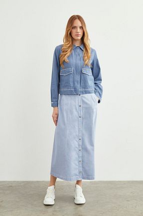 کت آبی زنانه رگولار Zühre - کد 833582208