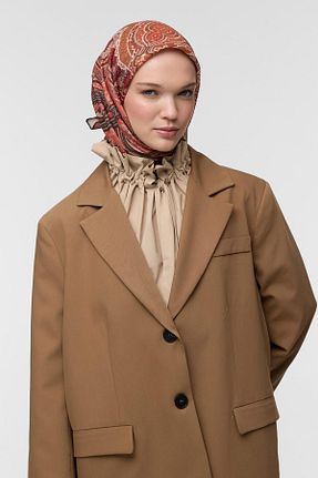 روسری نارنجی پنبه ای Qef - کد 867083030