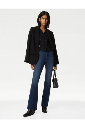 شلوار جین سرمه ای زنانه پاچه گشاد Marks & Spencer - کد 867101918