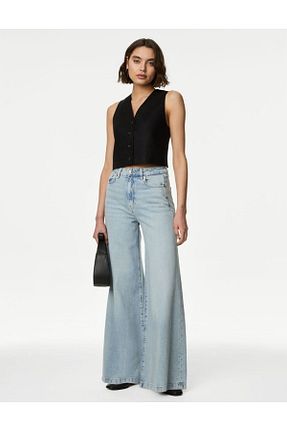 شلوار جین آبی زنانه پاچه گشاد Marks & Spencer - کد 831281816