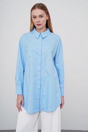 بلوز آبی زنانه ساده Zühre - کد 834175291