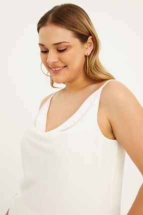 بلوز سفید زنانه ساده Myline - کد 273798074