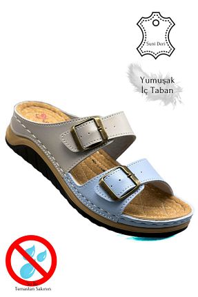 دمپائی طوسی زنانه چرم مصنوعی sermoda - کد 867127005