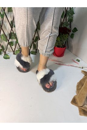 دمپائی خانگی سفید زنانه مخملی olgun slipper - کد 867349134