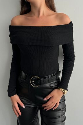 بلوز مشکی زنانه ساده FAARKCOLLECTİON - کد 867131022