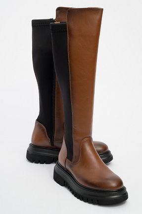 چکمه قهوه ای زنانه چرم مصنوعی luvishoes - کد 867156385