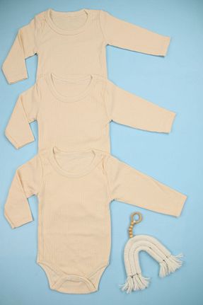 بادی و سرهمی نوزادی بژ بچه گانه %100 پنبه Lindakids - کد 856431281
