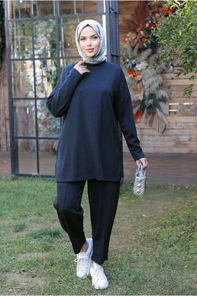 ست گرمکن حجاب سرمه ای زنانه Relaxed Moda Rosa - کد 867539796