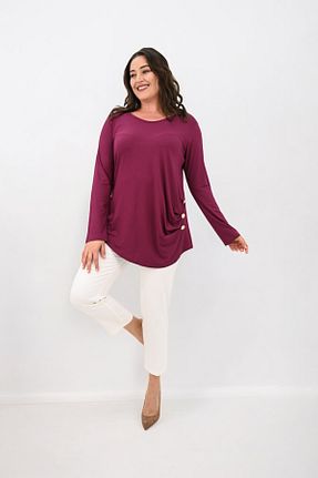 بلوز سایز بزرگ زرشکی زنانه سایز بزرگ Koza Butik - کد 867236625