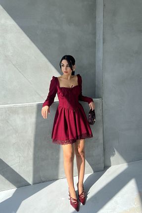 لباس زرشکی زنانه بافتنی Seda Yalçın Atelier - کد 867267675