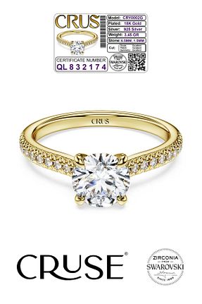 انگشتر نقره طلائی زنانه کریستال Cruse - کد 867286169