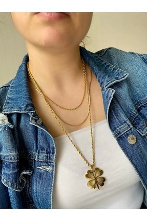 گردنبند استیل ( فولاد ) طلائی زنانه سنک زیرکون Twinnaccessories - کد 136668437