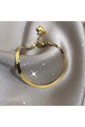دستبند استیل (فولاد) طلائی زنانه استیل (فولاد) Mistik Aksesuar - کد 80104240