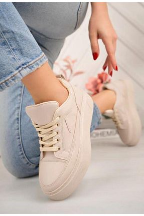 کفش اسنیکر بژ زنانه بند دار Genetti - کد 867303483