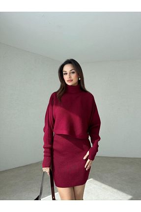 ست بالاتنه و پائین تنه زرشکی زنانه تریکو MAXMOOR - کد 867350899
