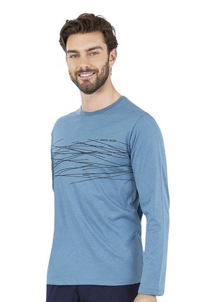ست لباس راحتی آبی مردانه چاپی Pierre Cardin - کد 867352079