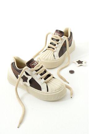 کفش اسنیکر قهوه ای زنانه بند دار Gökçe Shoes - کد 867358185