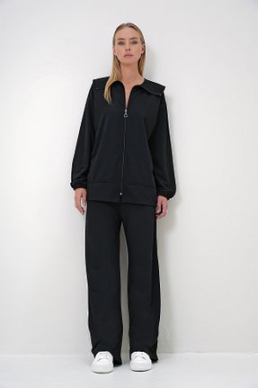 ست بالاتنه و پائین تنه مشکی زنانه بافتنی Trend Alaçatı Stili - کد 860668347