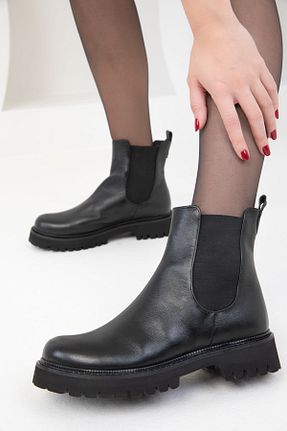 بوت / نیم بوت مشکی زنانه چرم خالص SOHO - کد 865009348