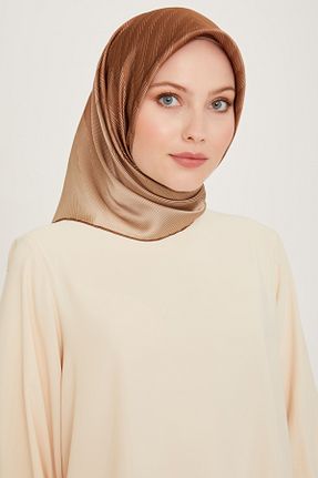 روسری قهوه ای کرپ ساتن ابریشم Armine - کد 866262126