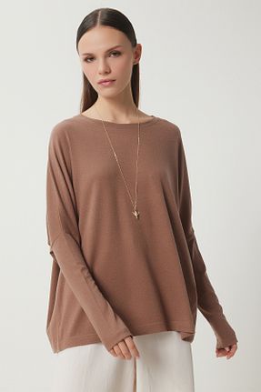 بلوز قهوه ای زنانه ساده Lovelyİstanbul - کد 866102588