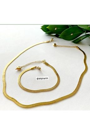 گردنبند استیل ( فولاد ) طلائی زنانه استیل (فولاد) kalitetak - کد 866160826