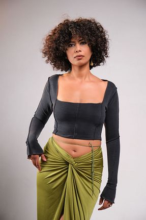 دامن طوسی زنانه پارچه KARÇA VOGUE - کد 866228777