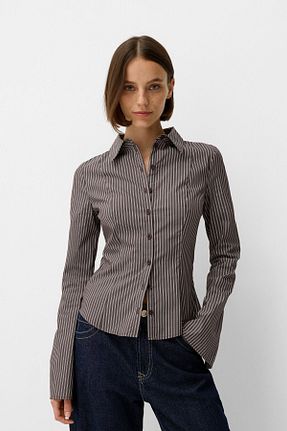 پیراهن قهوه ای زنانه رگولار Bershka - کد 873036888