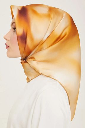 روسری نباتی کرپ ساتن ابریشم Armine - کد 808143243
