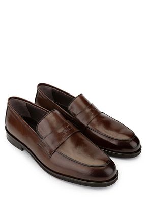 کفش لوفر قهوه ای مردانه چرم خالص Tamer Tanca - کد 866249531